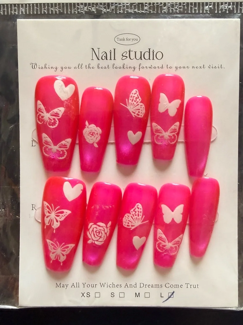 Pink Butterfly Press-On Nail Set
